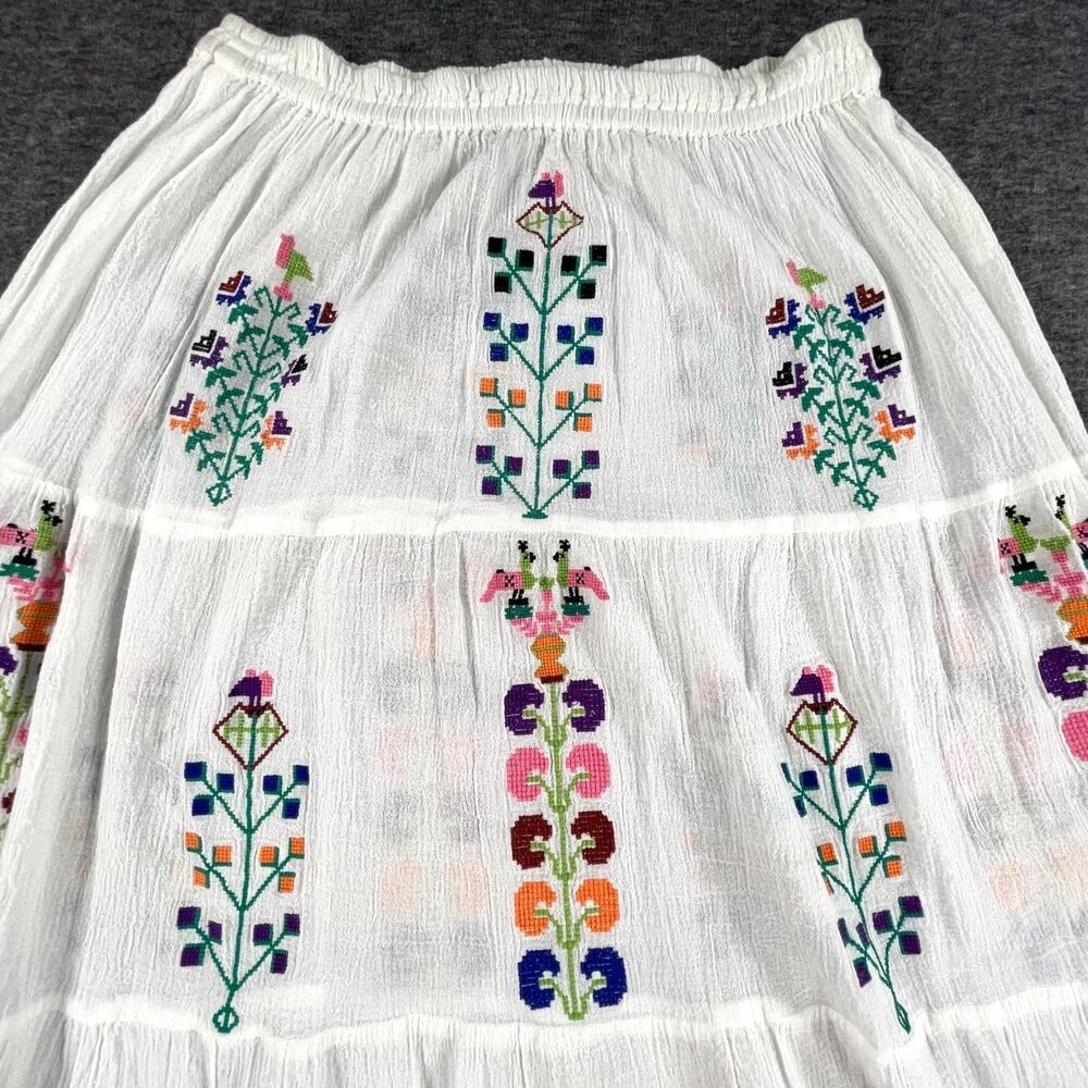 Melissa Odabash Pixi Maxi Skirt White Embroidered Cotton Size M Rare Sample Boho - Picture 9 of 11